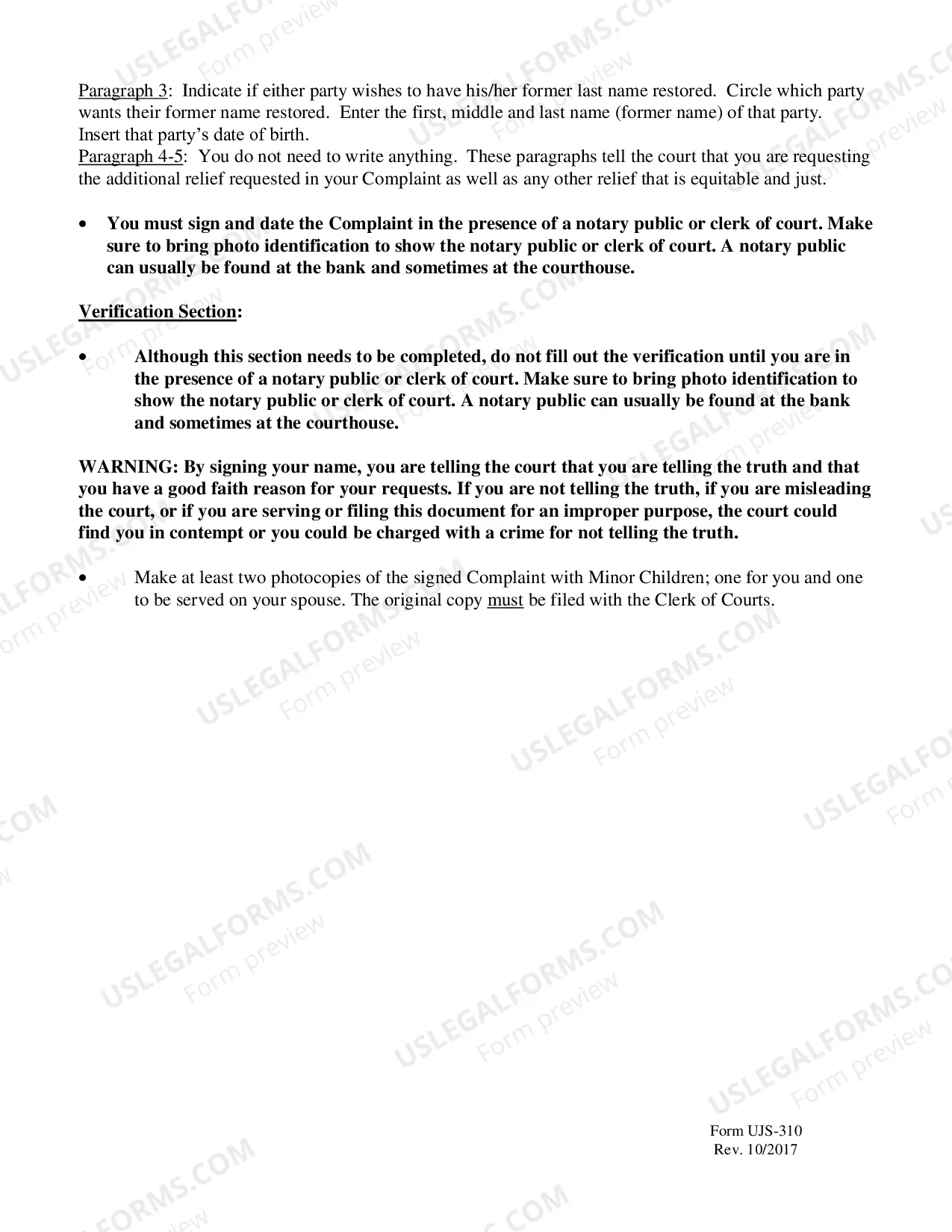 Preview Complaint for Divorce for People with Adult Children