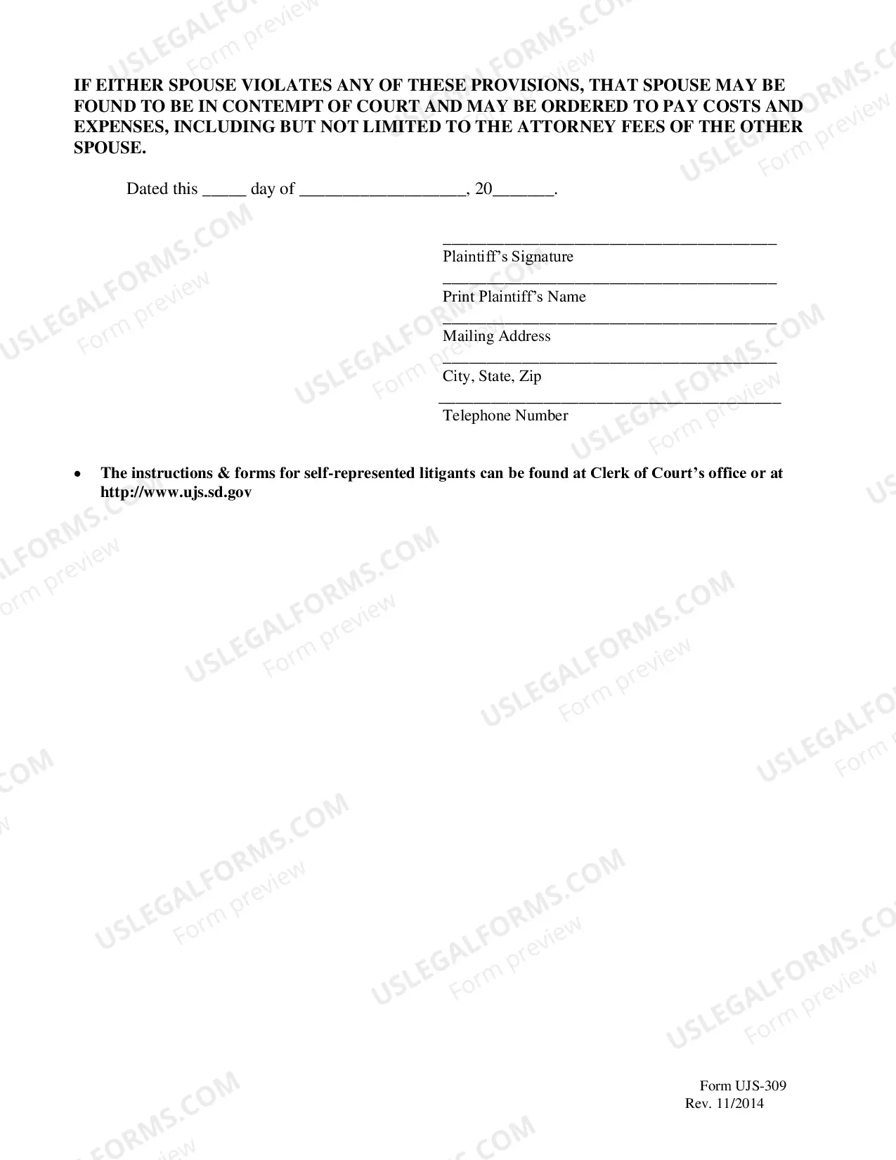 Preview Instructions and Form for Summons for Divorce Without Minor Children