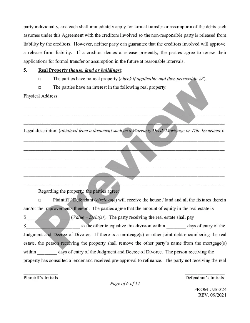 Preview Marital Domestic Separation and Property Settlement Agreement Adult Children