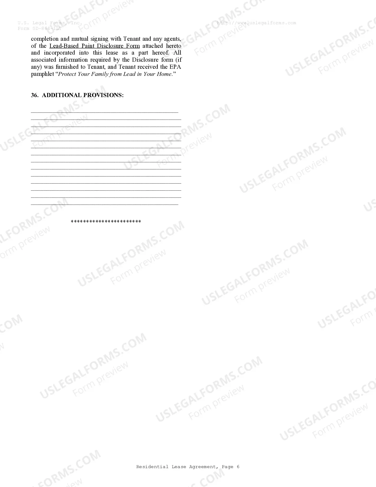 Preview Residential Lease or Rental Agreement for Month to Month