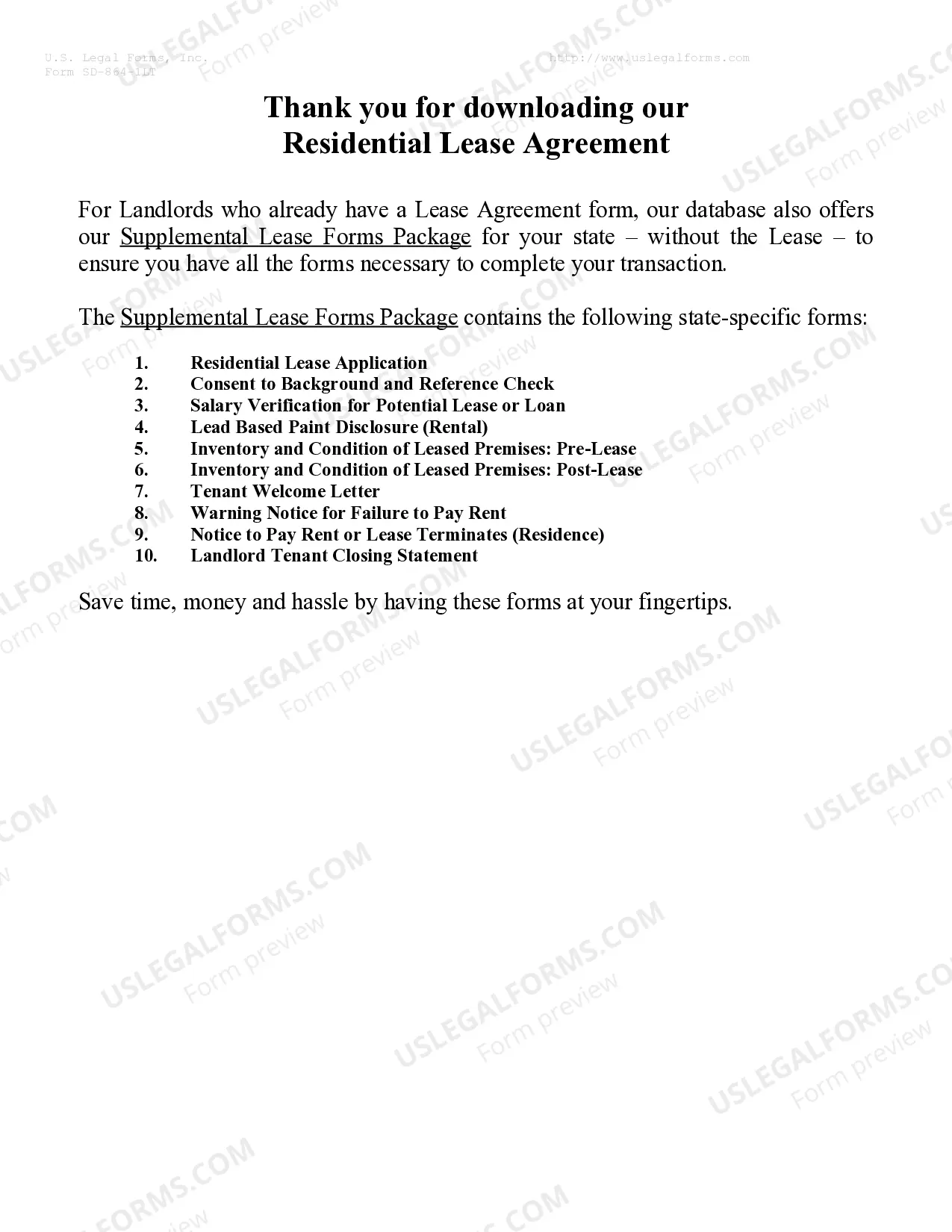 Preview Residential Lease or Rental Agreement for Month to Month