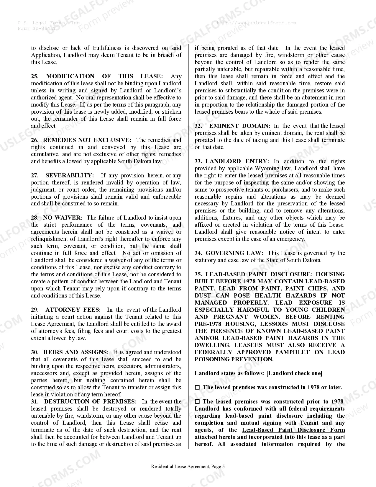 Preview Residential Rental Lease Agreement