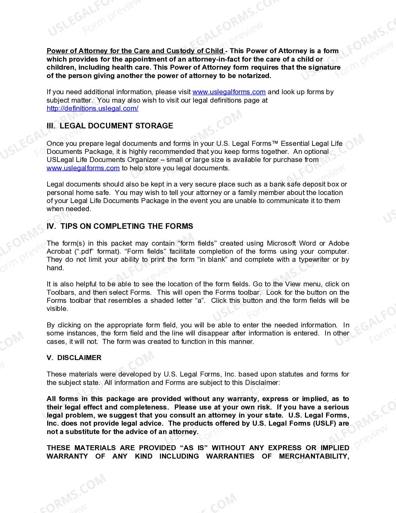 Preview South Dakota Standby Temporary Guardian Legal Documents Package