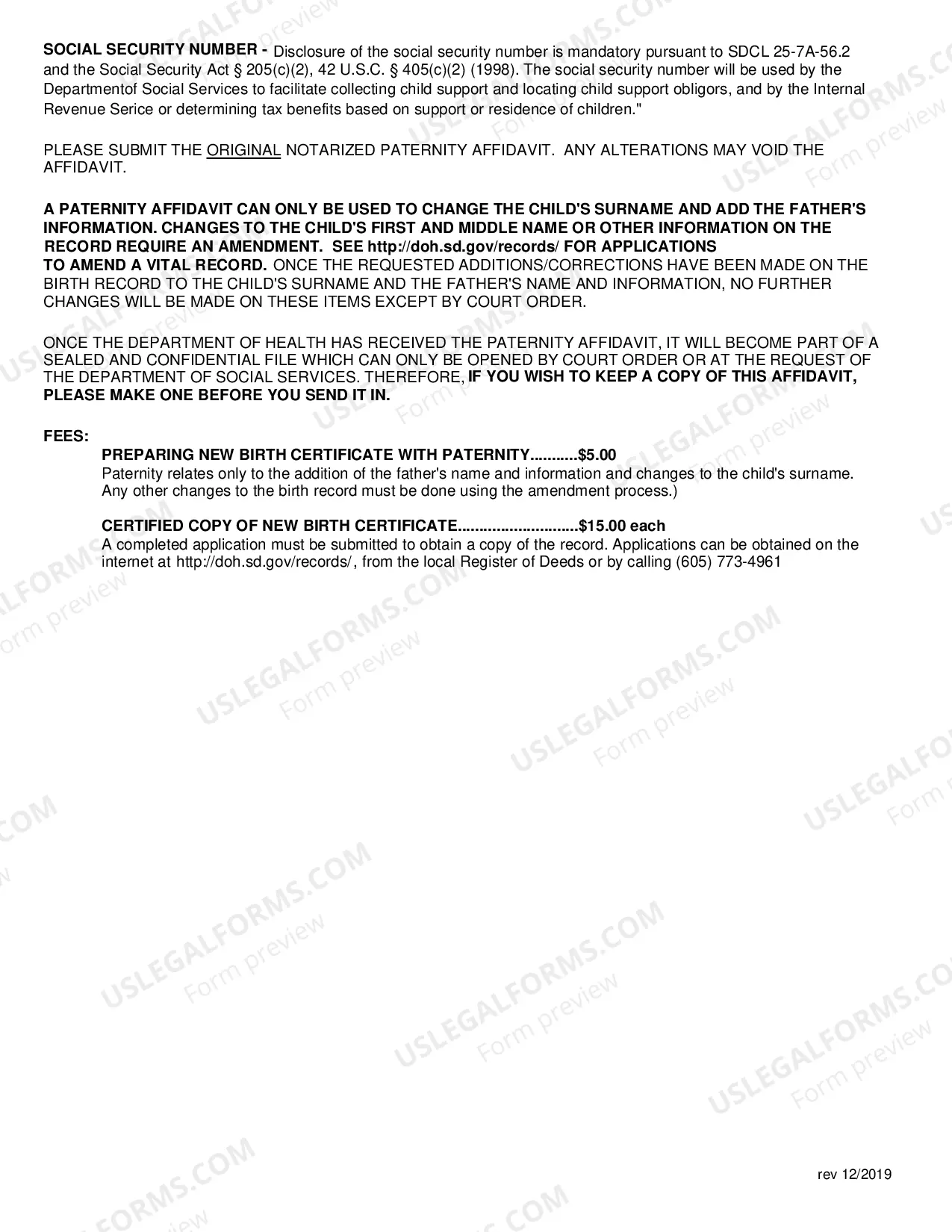 Preview Voluntary Acknowledgment of Paternity