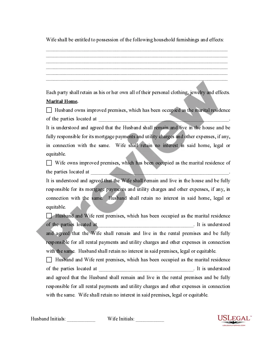 Preview Marital Domestic Separation and Property Settlement Agreement Minor Children no Joint Property or Debts effective Immediately