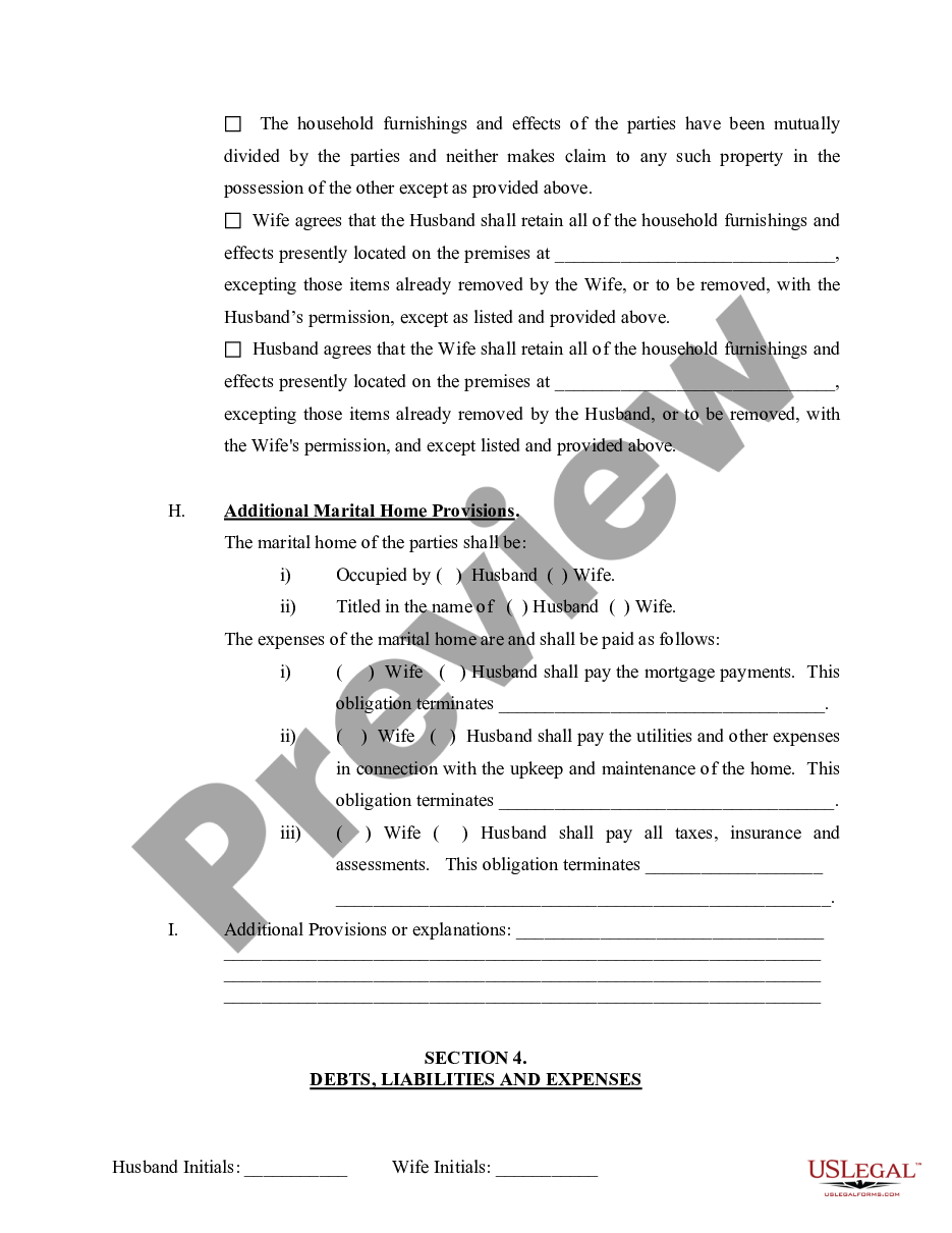 form Marital Domestic Separation and Property Settlement Agreement Adult Children Parties May have Joint Property or Debts where Divorce Action Filed preview
