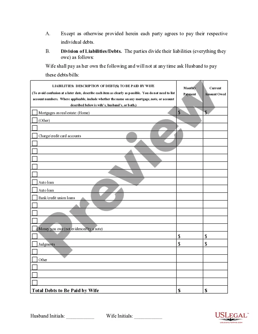 Preview Marital Domestic Separation and Property Settlement Agreement Adult Children Parties May have Joint Property or Debts where Divorce Action Filed