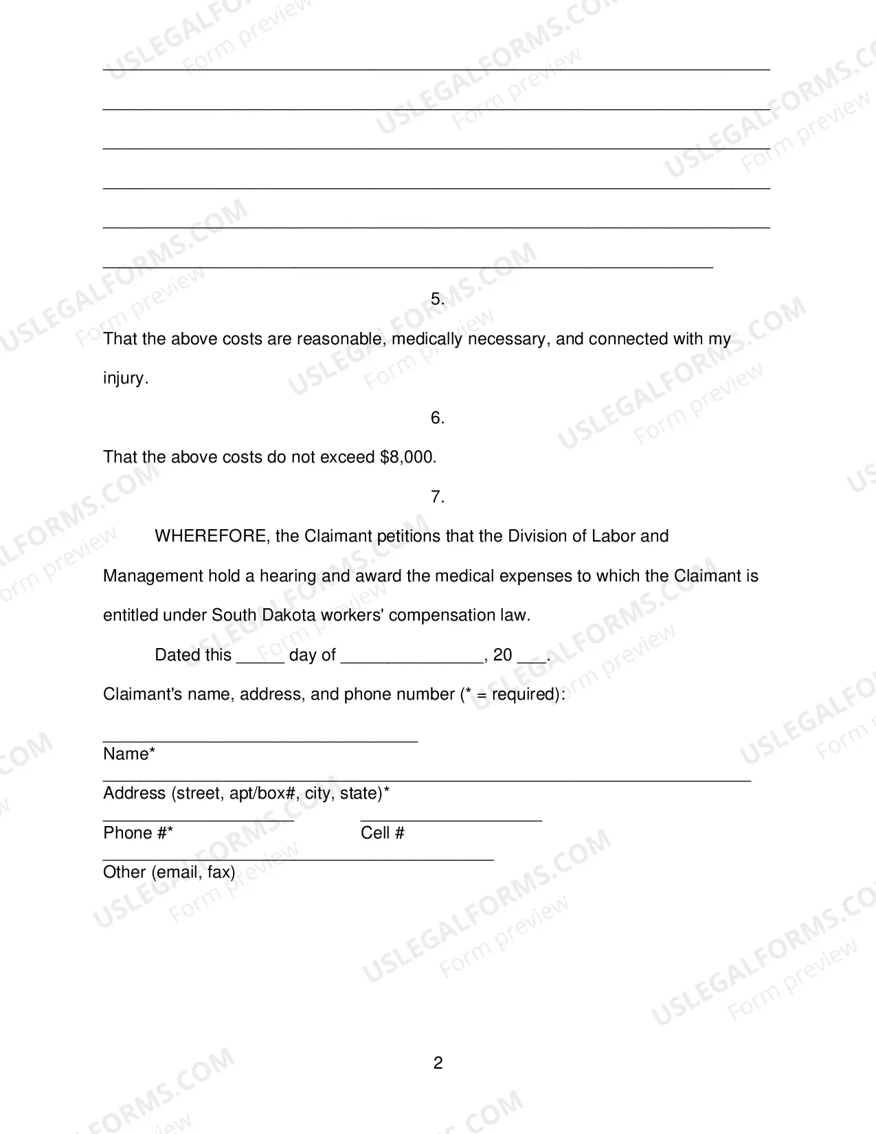 Preview Workers Compensation Small Claims Petition for Hearing