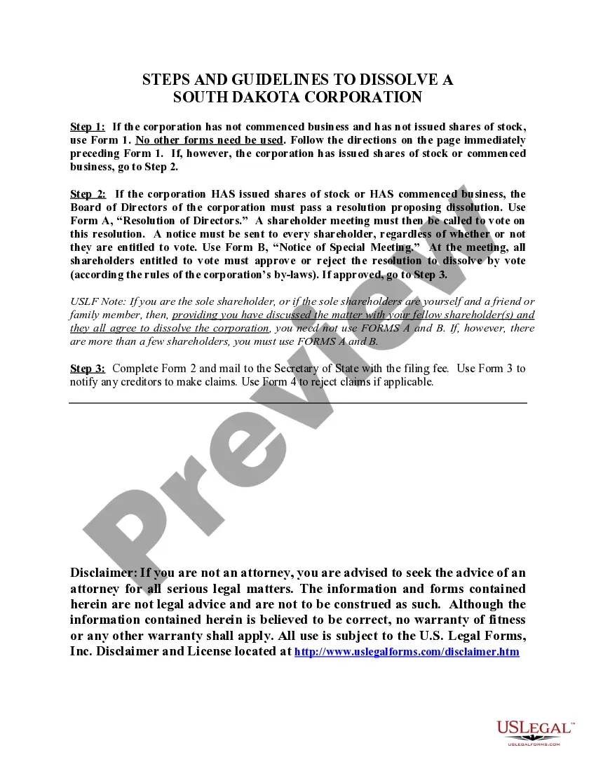 Get South Dakota Dissolution Package to Dissolve Corporation Preview South Dakota Dissolution Package to Dissolve Corporation