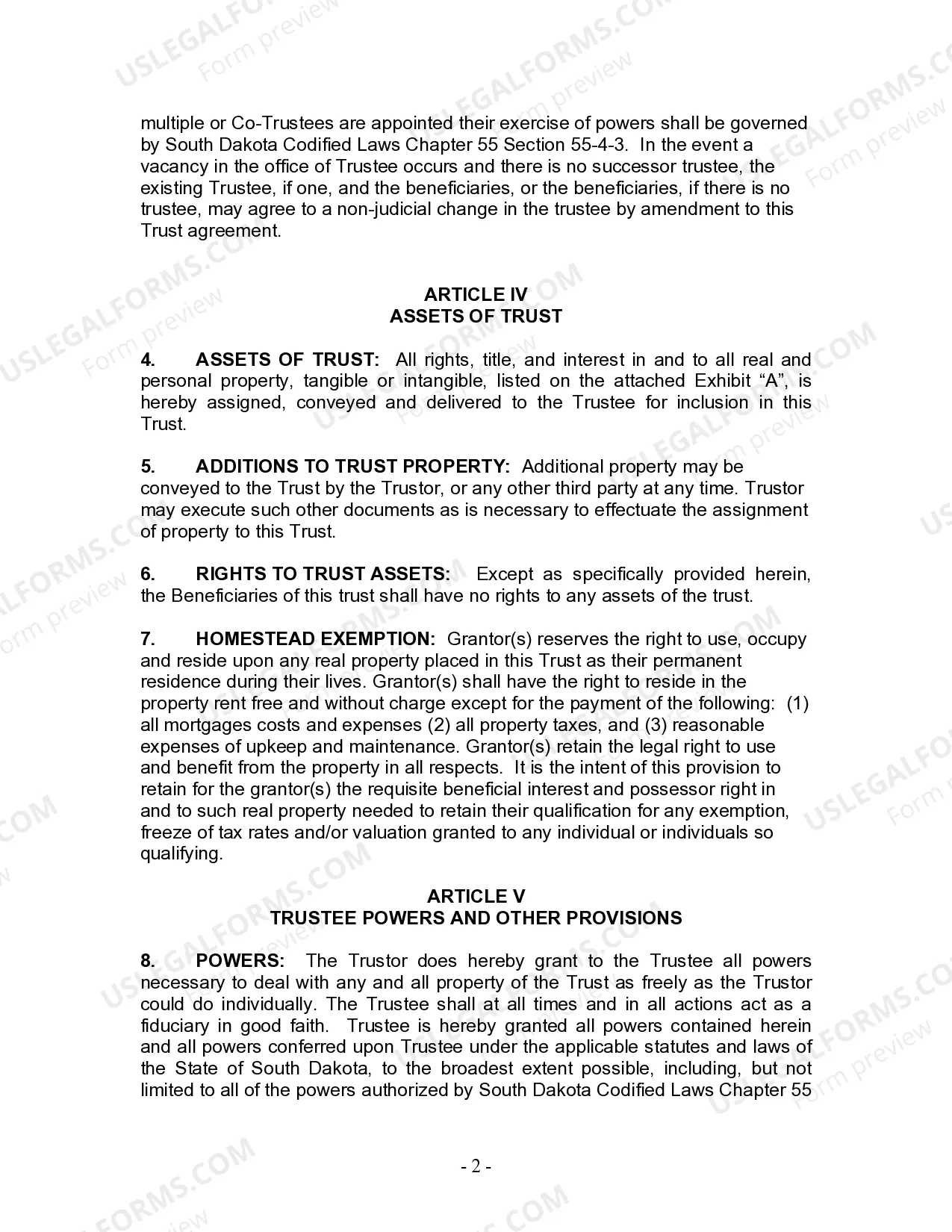 Preview Revocable Living Trust for Husband and Wife with No Children