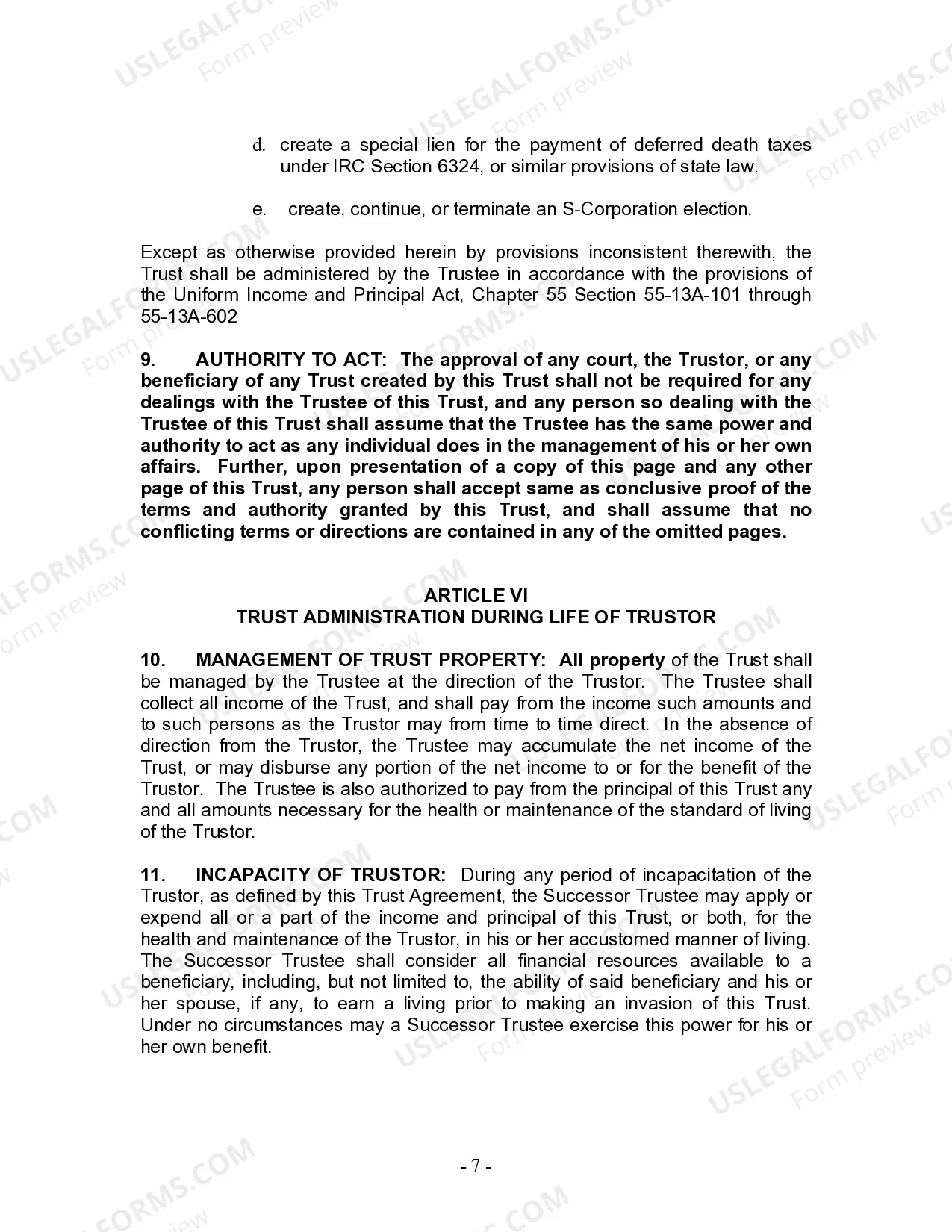 Preview Revocable Living Trust for Husband and Wife with No Children
