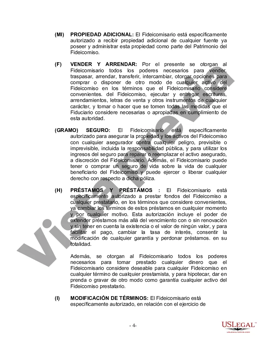 Preview Fideicomiso en Vida para Individuos Solteros, Divorciados o Viudos o Viudos sin Hijos