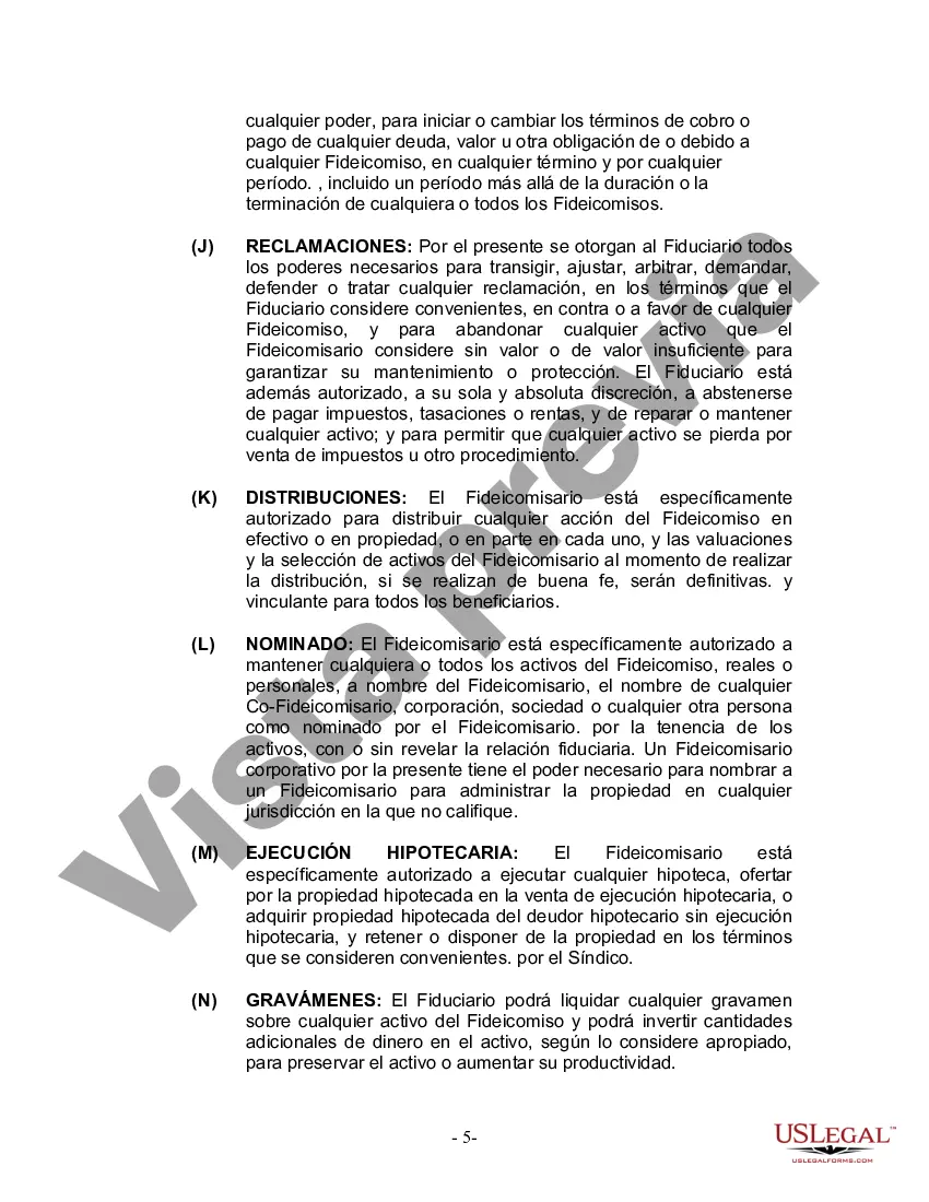 Preview Fideicomiso en Vida para Individuos Solteros, Divorciados o Viudos o Viudos sin Hijos