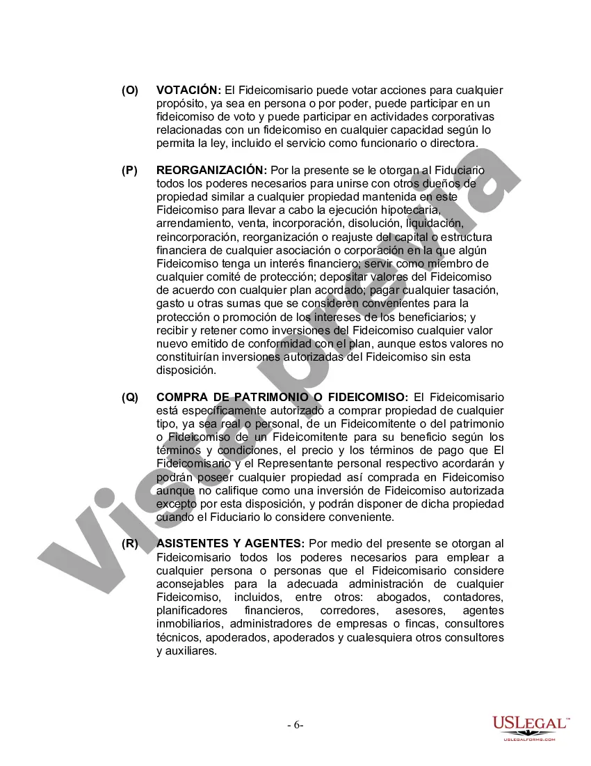 Preview Fideicomiso en Vida para Individuos Solteros, Divorciados o Viudos o Viudos sin Hijos