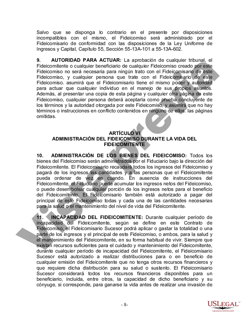 Preview Fideicomiso en Vida para Individuos Solteros, Divorciados o Viudos o Viudos sin Hijos