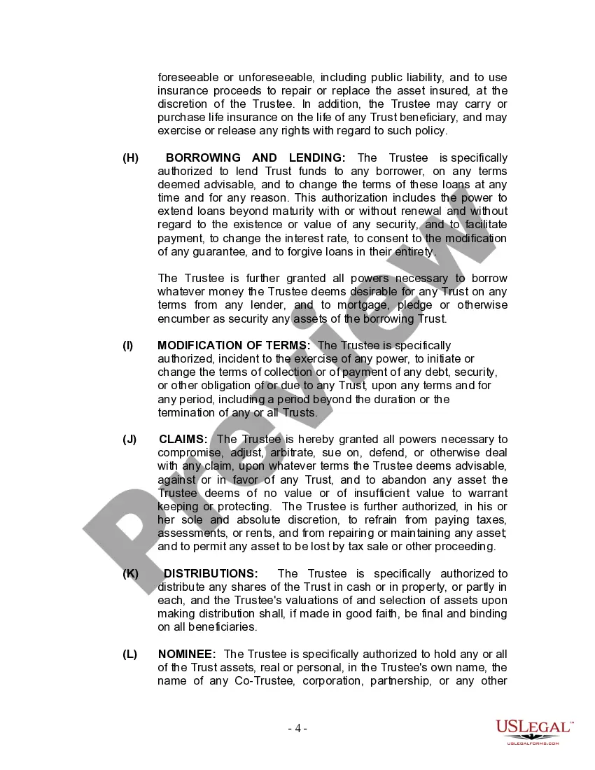 Preview Living Trust for Individual Who is Single, Divorced or Widow or Widower with No Children