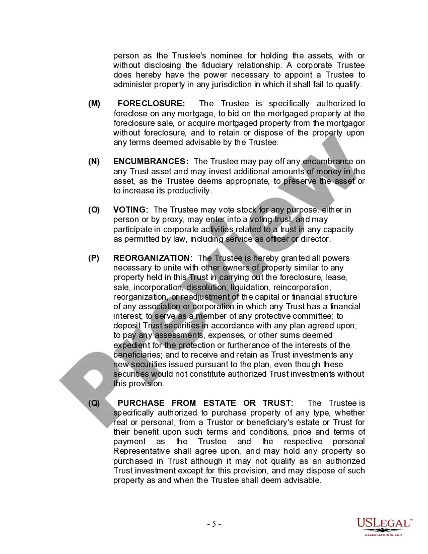 Preview Living Trust for Individual Who is Single, Divorced or Widow or Widower with No Children