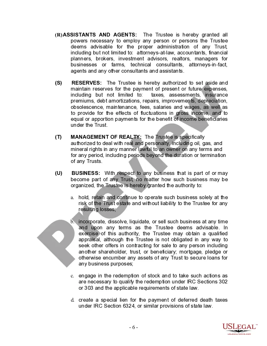 Preview Living Trust for Individual Who is Single, Divorced or Widow or Widower with No Children