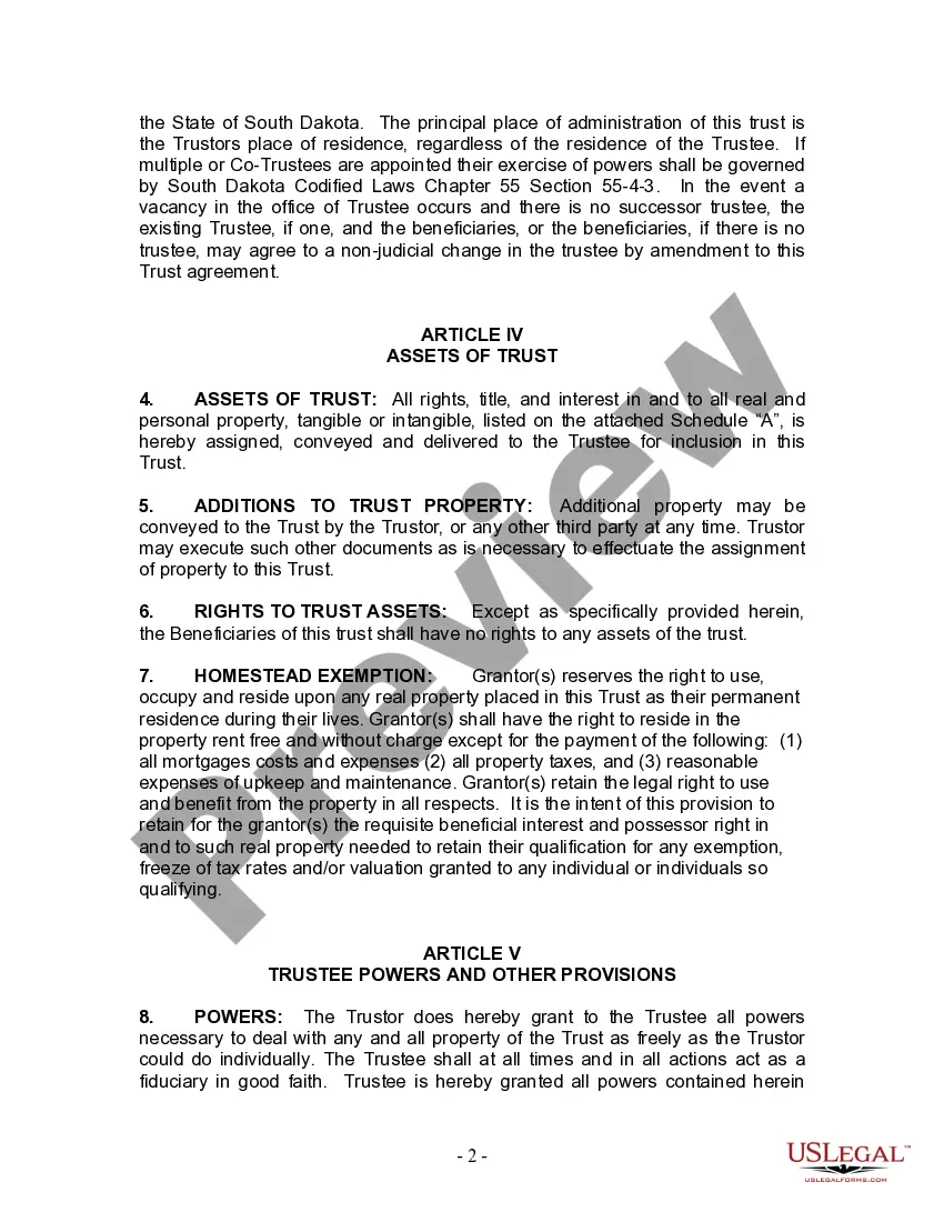 Preview Living Trust for Individual Who is Single, Divorced or Widow or Widower with Children