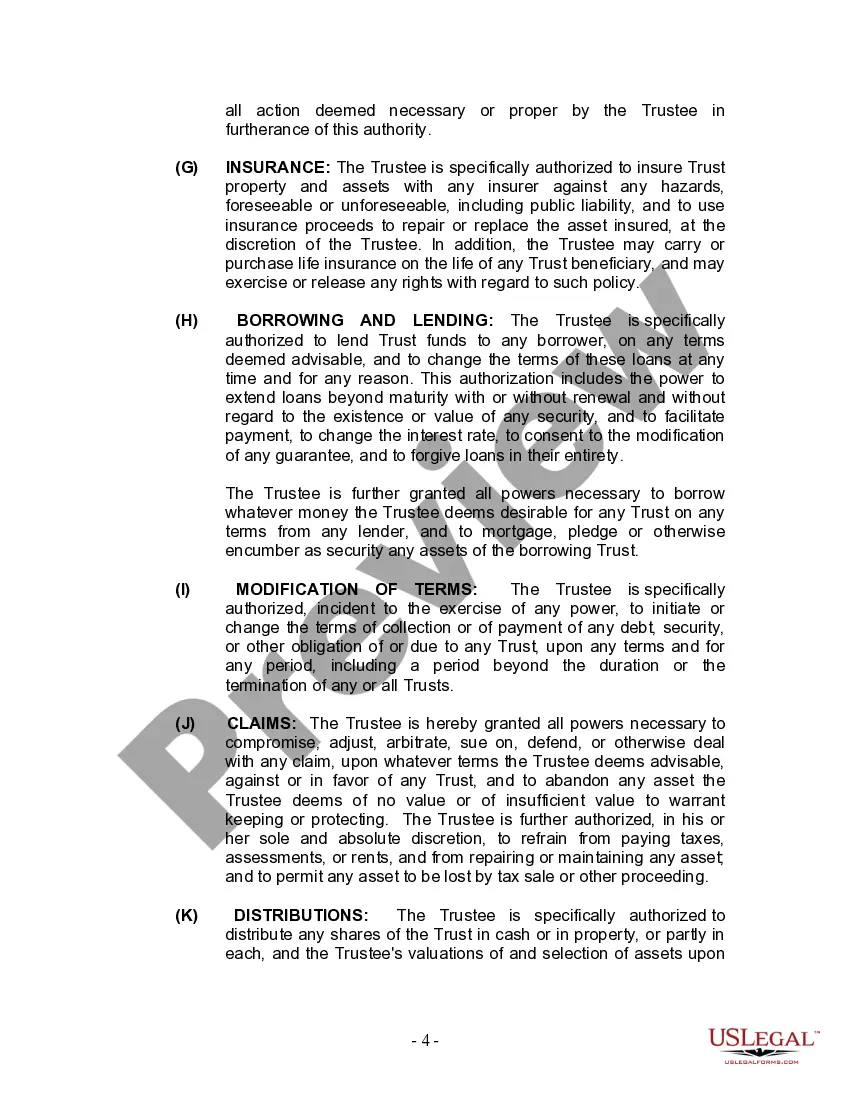 Preview Living Trust for Individual Who is Single, Divorced or Widow or Widower with Children