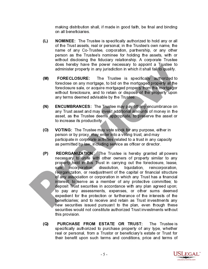 Preview Living Trust for Individual Who is Single, Divorced or Widow or Widower with Children