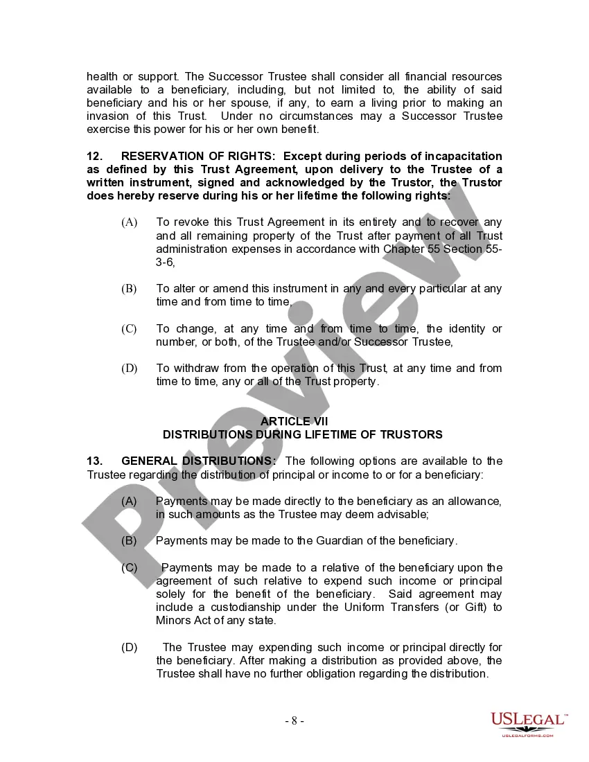 Preview Living Trust for Individual Who is Single, Divorced or Widow or Widower with Children