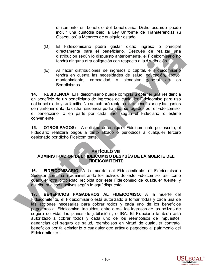 Preview Fideicomiso en vida para esposo y esposa con un hijo