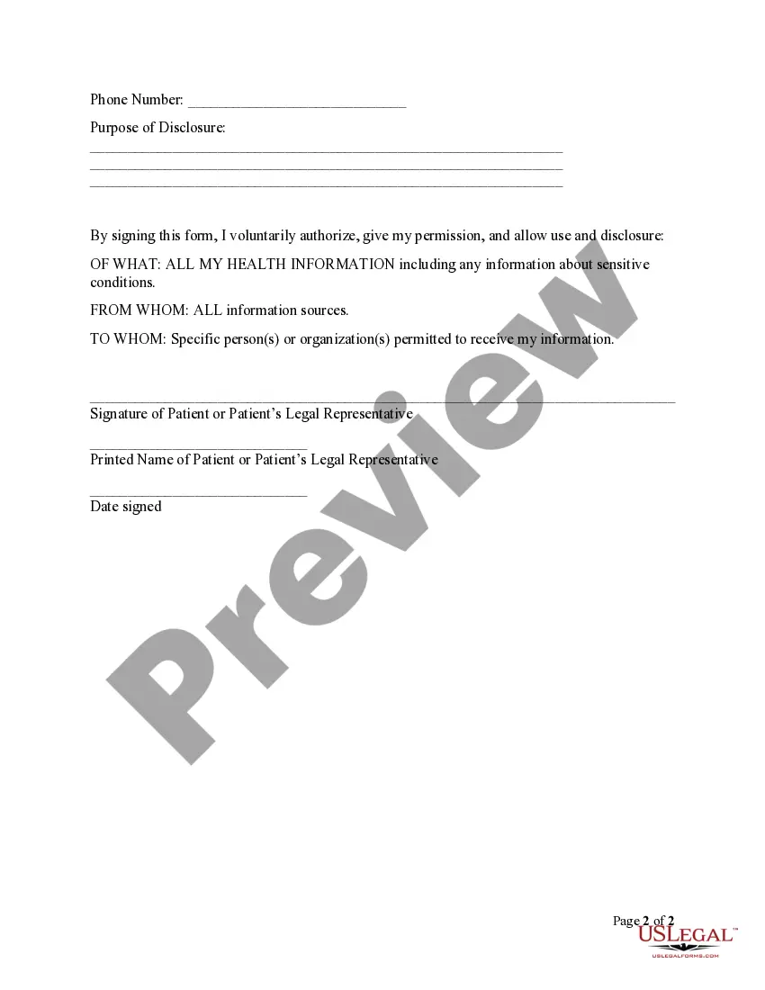 Preview South Dakota Release and Authorization