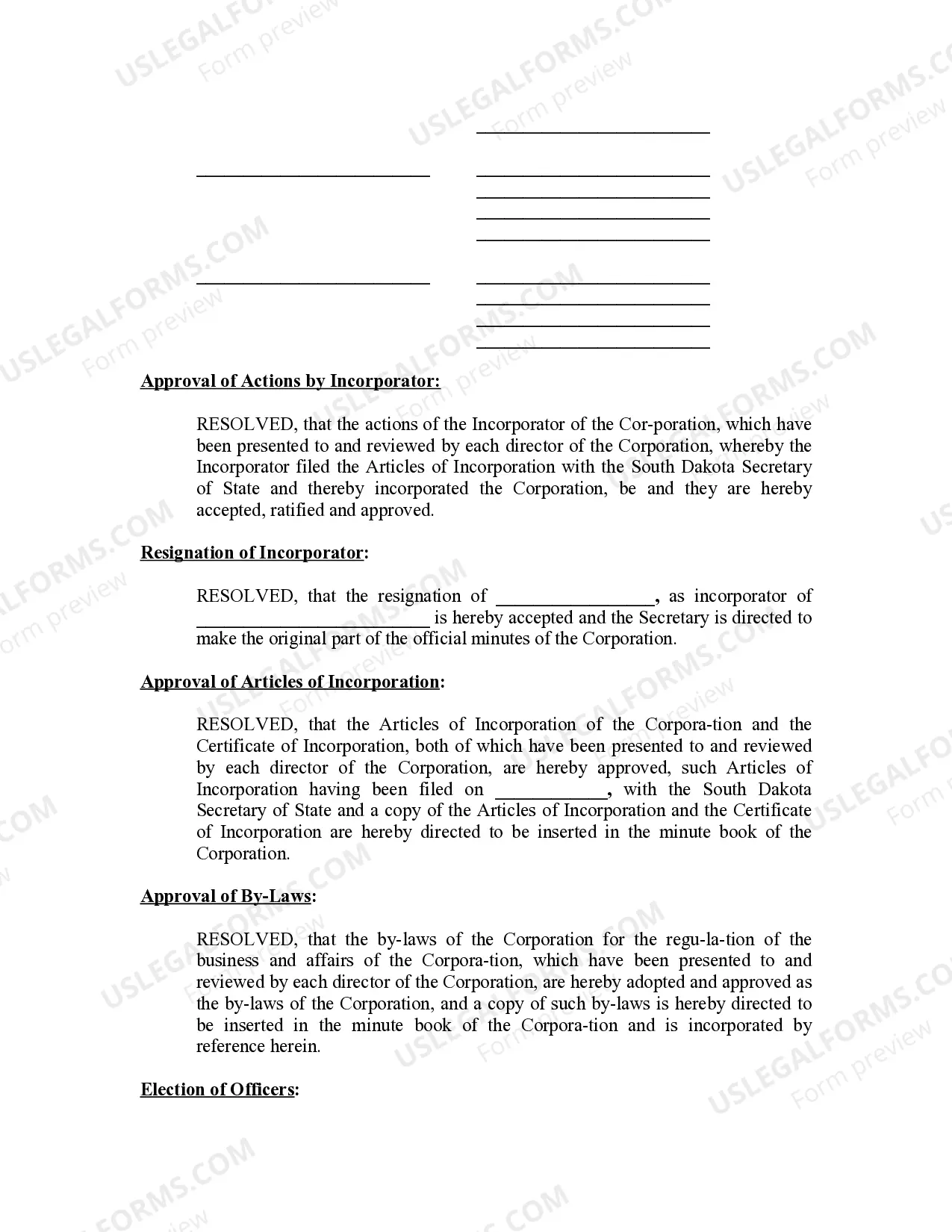 Preview Minutes for Organizational Meeting