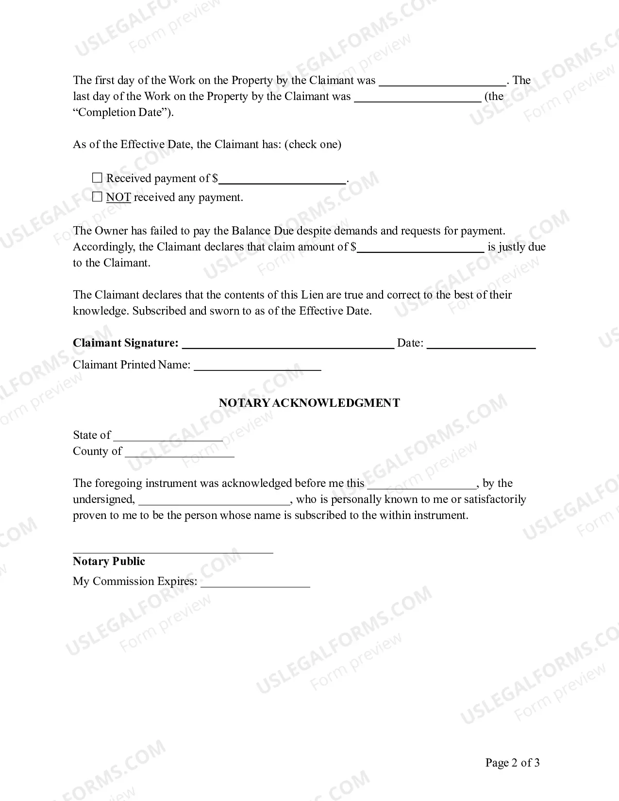 Preview South Dakota Mechanic's Lien
