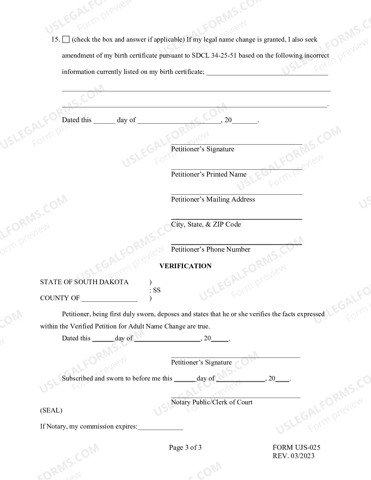 Preview Verified Petition for Adult Name Change