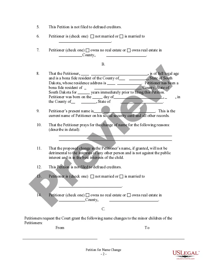 Preview Petition for Name Change