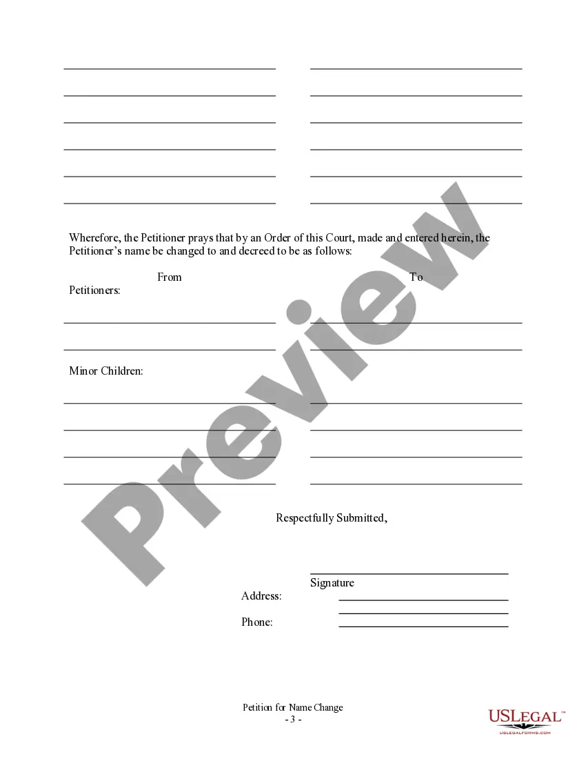 Preview Petition for Name Change