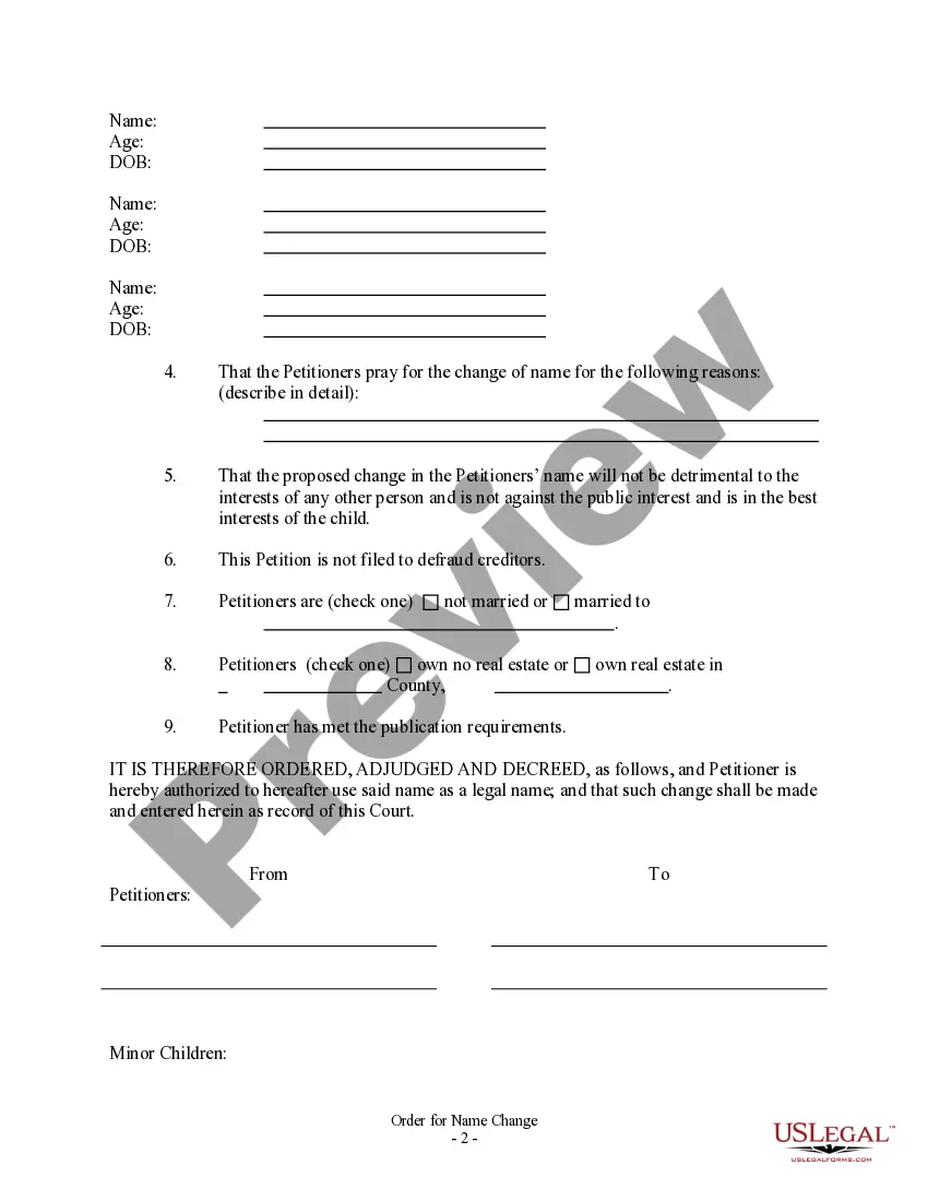 Preview Order for Name Change