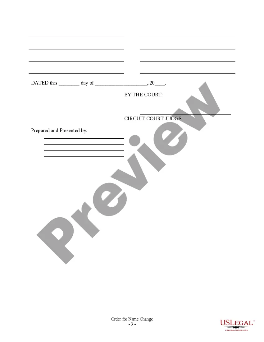 Preview Order for Name Change