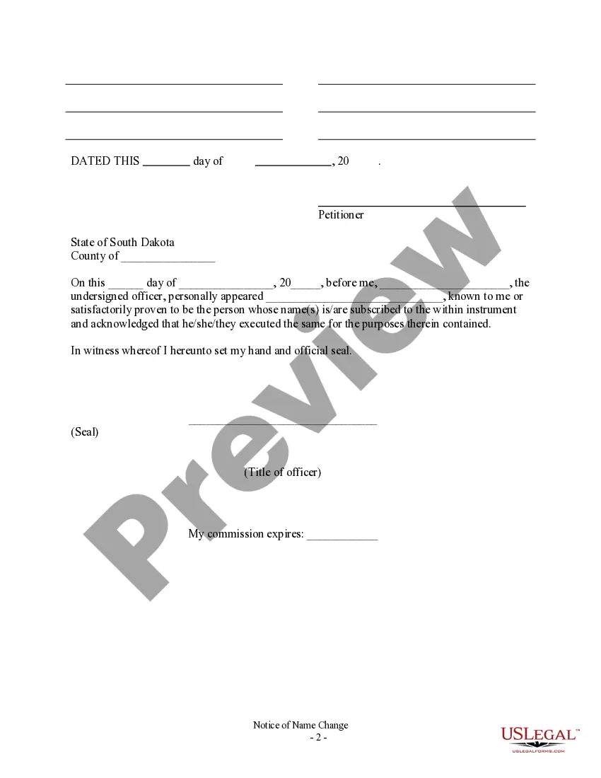 Preview Notice of Name Change