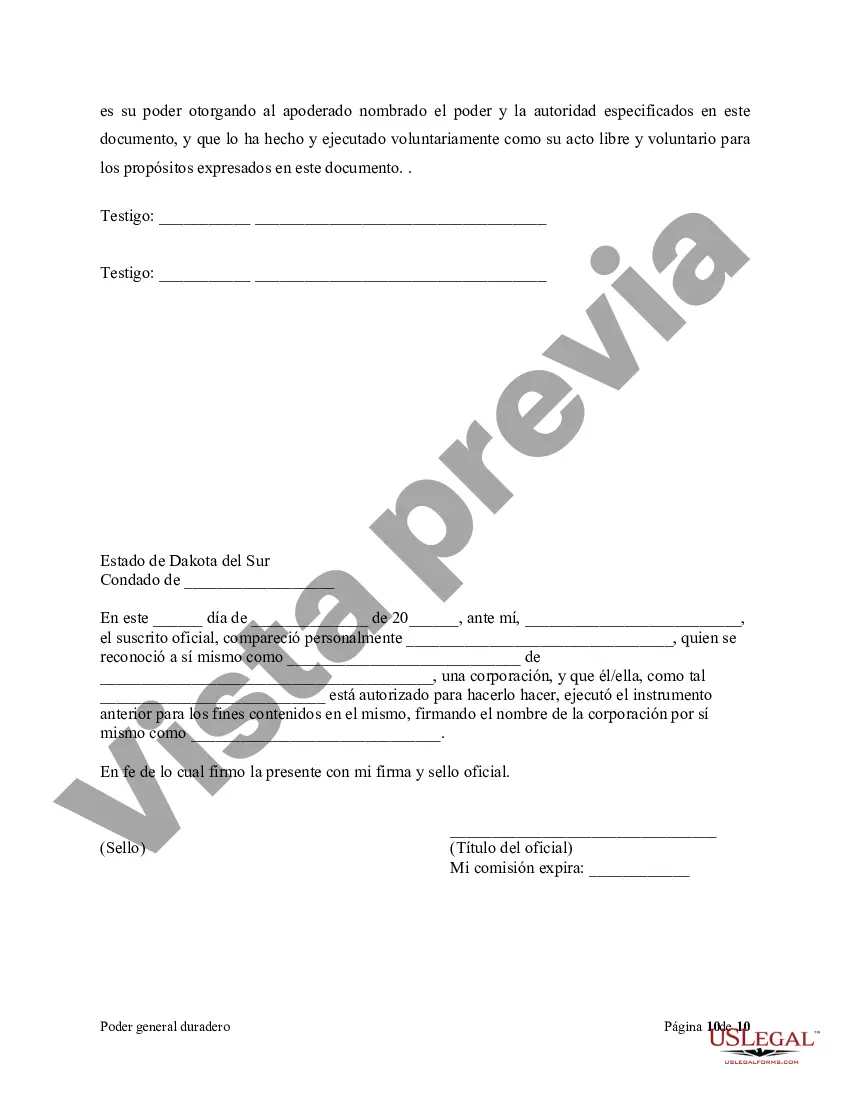 Preview Poder general duradero para la propiedad y las finanzas o efectivo financiero en caso de incapacidad