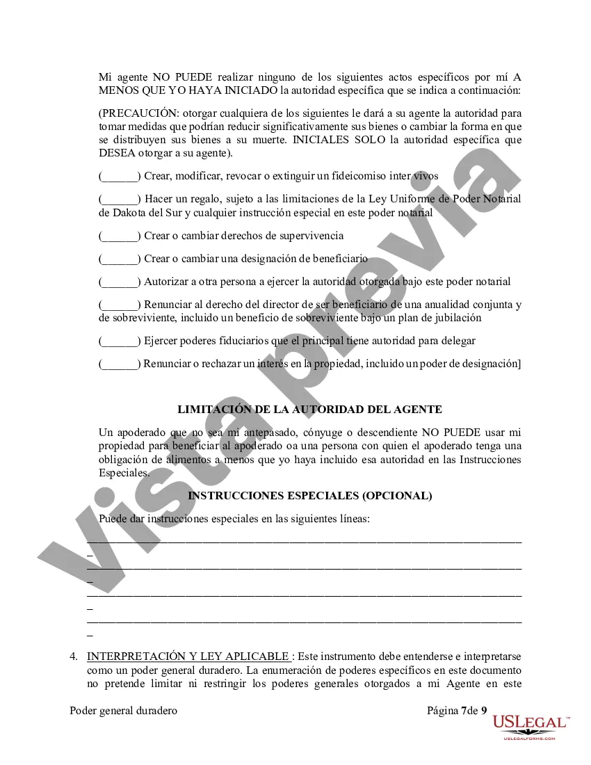 Preview Poder General Duradero para Bienes y Finanzas o Financiero Efectivo Inmediatamente