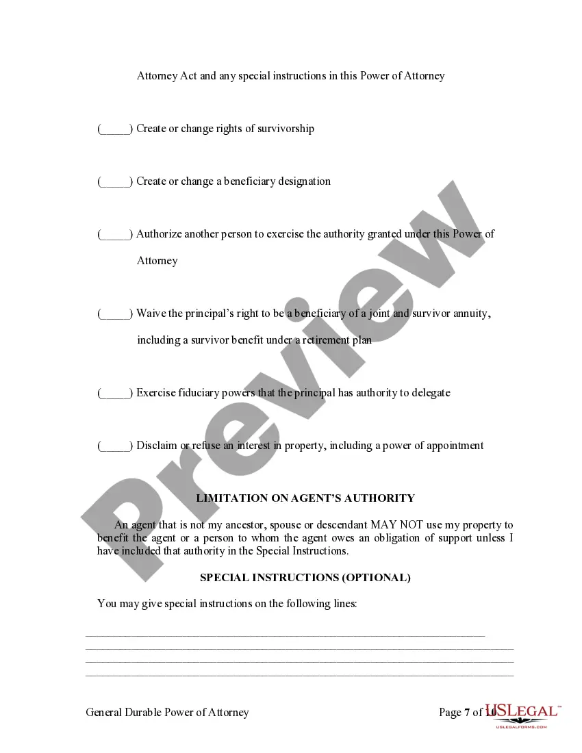 Preview General Durable Power of Attorney for Property and Finances or Financial Effective Immediately