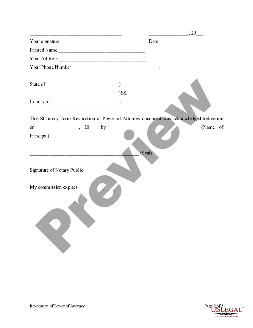 Preview Revocation of General Durable Power of Attorney