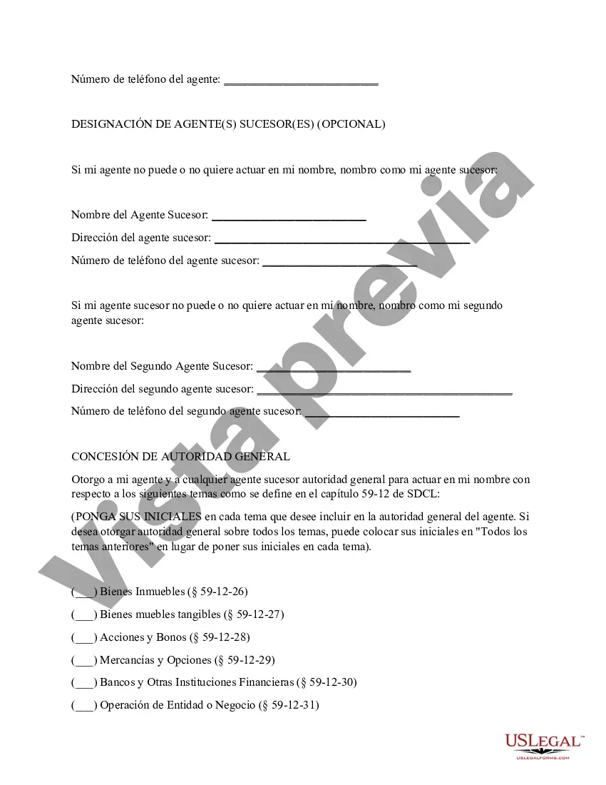 Preview Poder notarial general estatutario - Dakota del Sur