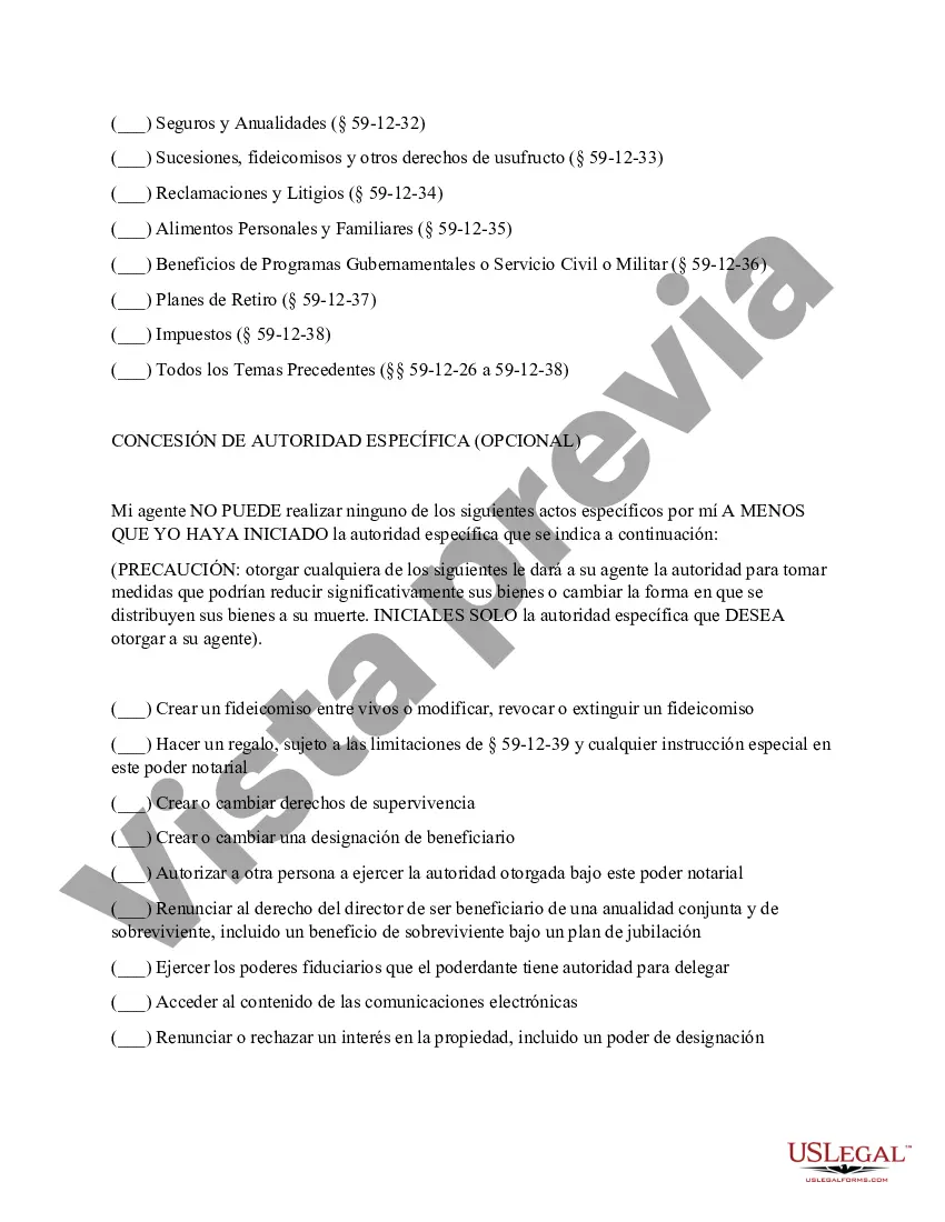 Preview Poder notarial general estatutario - Dakota del Sur