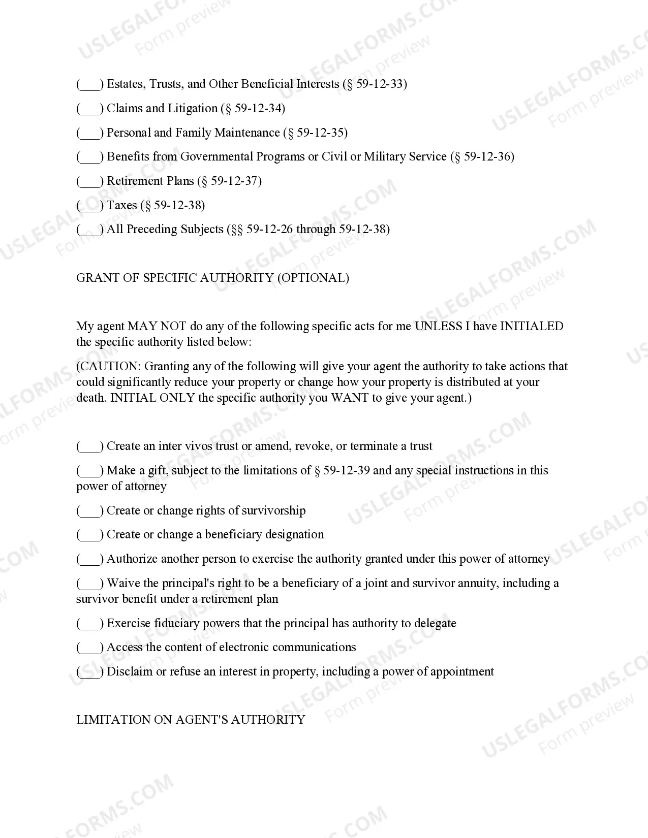 Preview Statutory General Power of Attorney - South Dakota