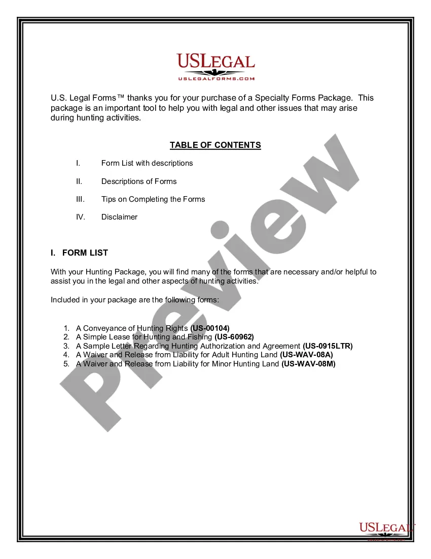 Preview South Dakota Hunting Forms Package