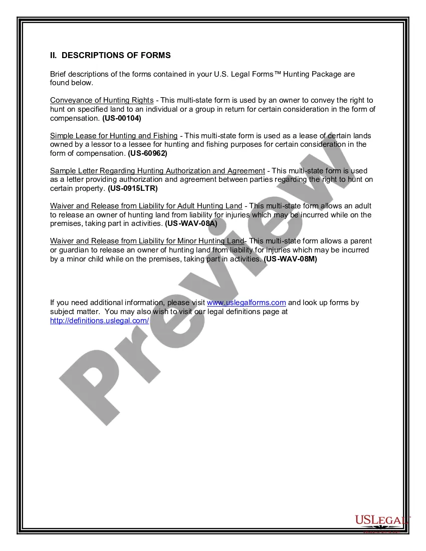 Preview South Dakota Hunting Forms Package