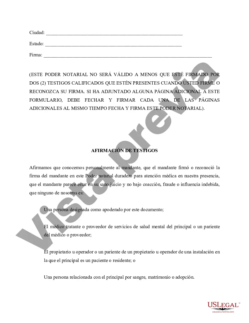 Preview Poder notarial para atención médica - Poder notarial duradero para atención médica