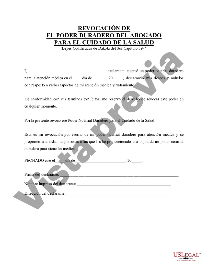 Preview Revocación del poder notarial duradero para atención médica