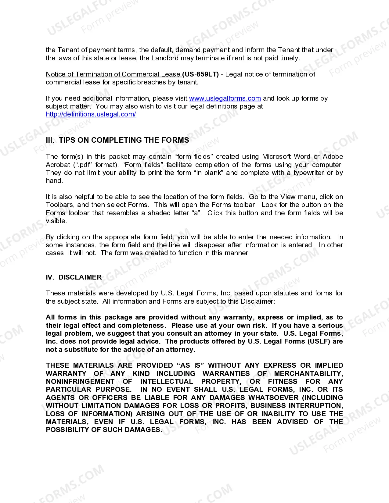 Preview South Dakota Commercial Lease Package