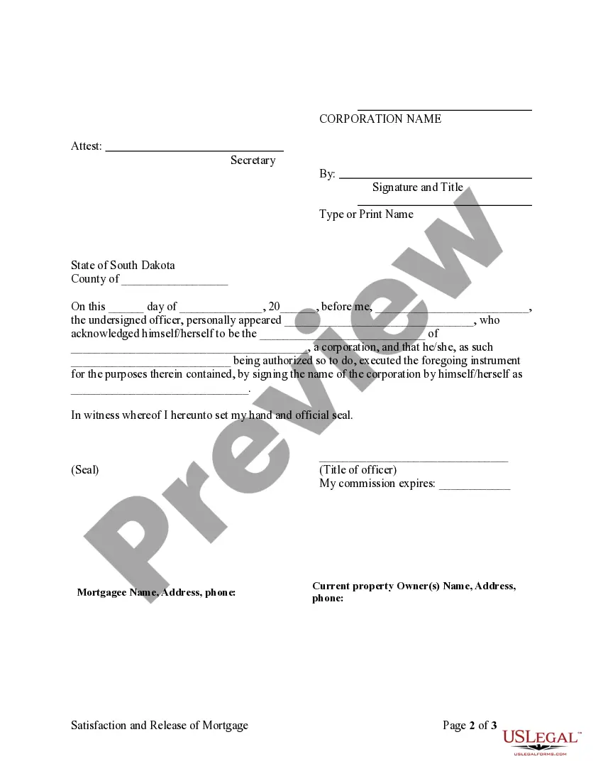 Get Release of Mortgage by Lender - by Corporate Lender Preview Release of Mortgage by Lender - by Corporate Lender