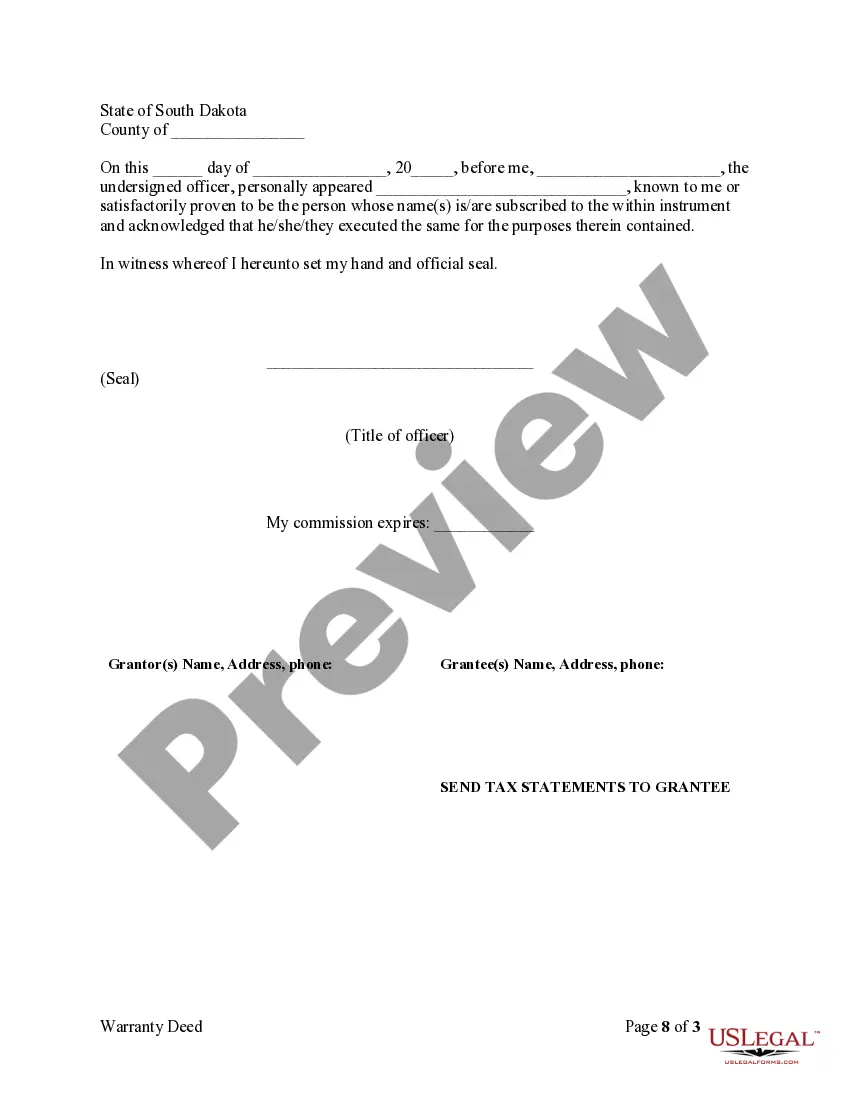 Preview Warranty Deed for Husband and Wife Converting Property from Tenants in Common to Joint Tenancy